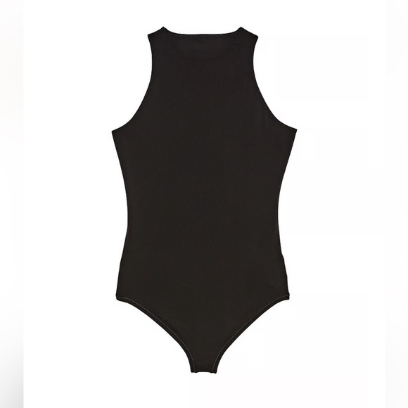 🆕 PINK VICTORIA’S SECRET BASE STRETCH HIGH-NECK BODYSUIT PURE BLACK MEDIUM 8-10 - Picture 5 of 9